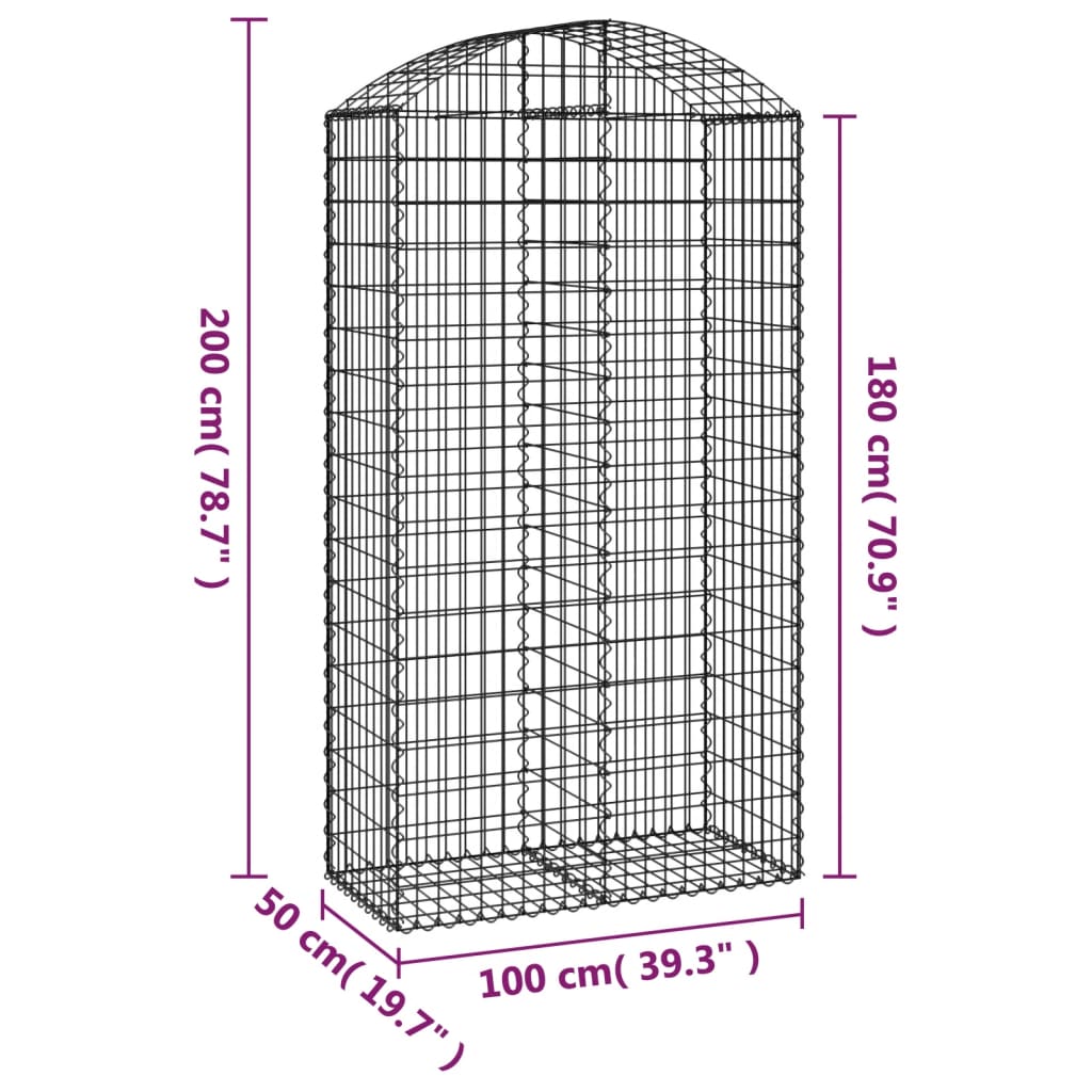 Cesto Gabbione ad Arco 100x50x180/200 cm Ferro Zincato - homemem39