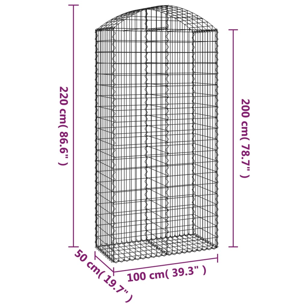 Cesto Gabbione ad Arco 100x50x200/220 cm Ferro Zincato - homemem39