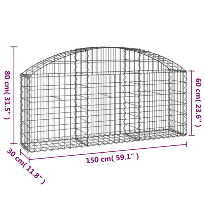 Cesto Gabbione ad Arco 150x30x60/80 cm Ferro Zincato - homemem39