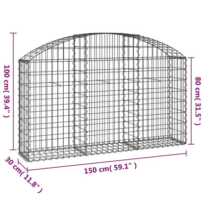 Cesto Gabbione ad Arco 150x30x80/100 cm Ferro Zincato - homemem39