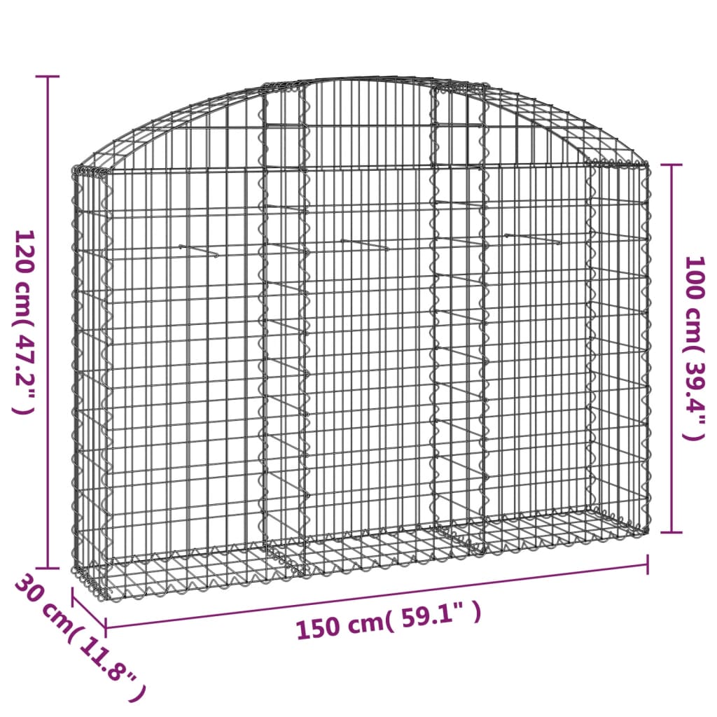 Cesto Gabbione ad Arco 150x30x100/120 cm Ferro Zincato - homemem39