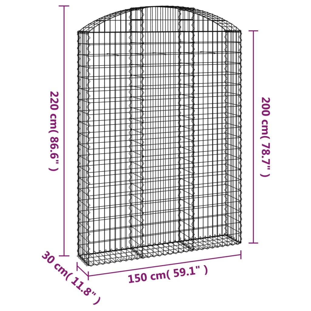 Cesto Gabbione ad Arco 150x30x200/220 cm Ferro Zincato - homemem39