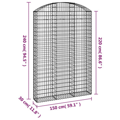 Cesto Gabbione ad Arco 150x30x220/240 cm Ferro Zincato - homemem39