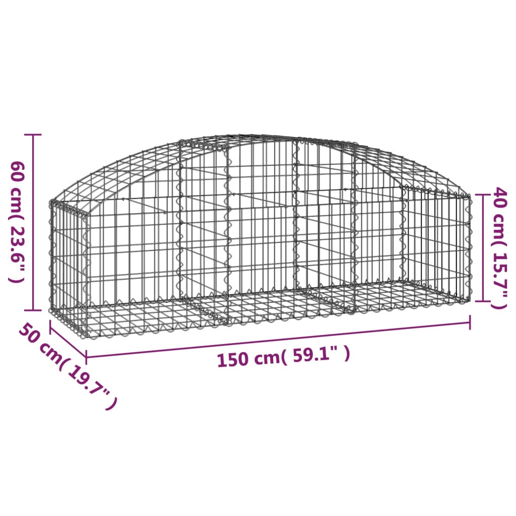 Cesto Gabbione ad Arco 150x50x40/60 cm Ferro Zincato - homemem39