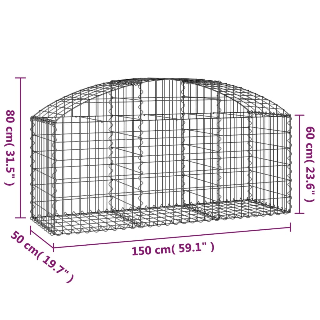 Cesto Gabbione ad Arco 150x50x60/80 cm Ferro Zincato - homemem39