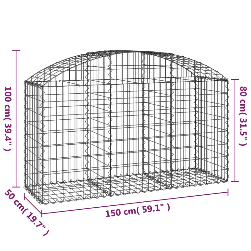 Cesto Gabbione ad Arco 150x50x80/100 cm Ferro Zincato - homemem39