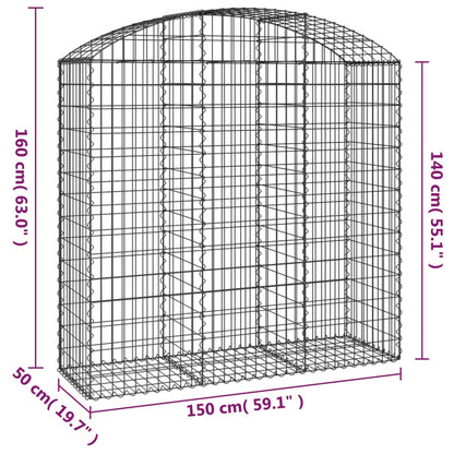 Cesto Gabbione ad Arco 150x50x140/160 cm Ferro Zincato - homemem39