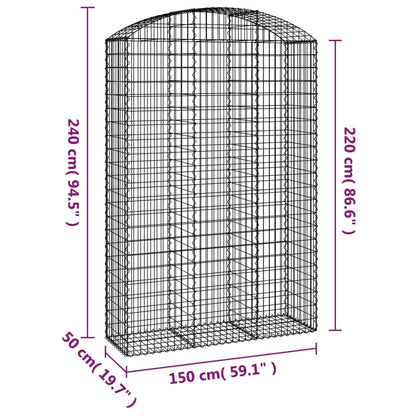 Cesto Gabbione ad Arco 150x50x220/240 cm Ferro Zincato - homemem39