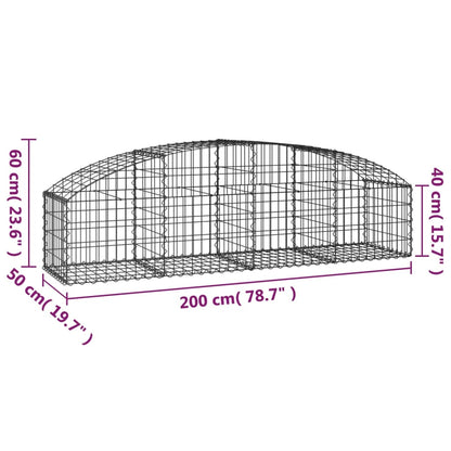 Cesto Gabbione ad Arco 200x50x40/60 cm Ferro Zincato - homemem39