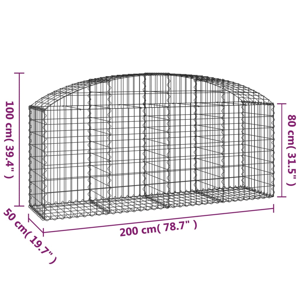 Cesto Gabbione ad Arco 200x50x80/100 cm Ferro Zincato - homemem39