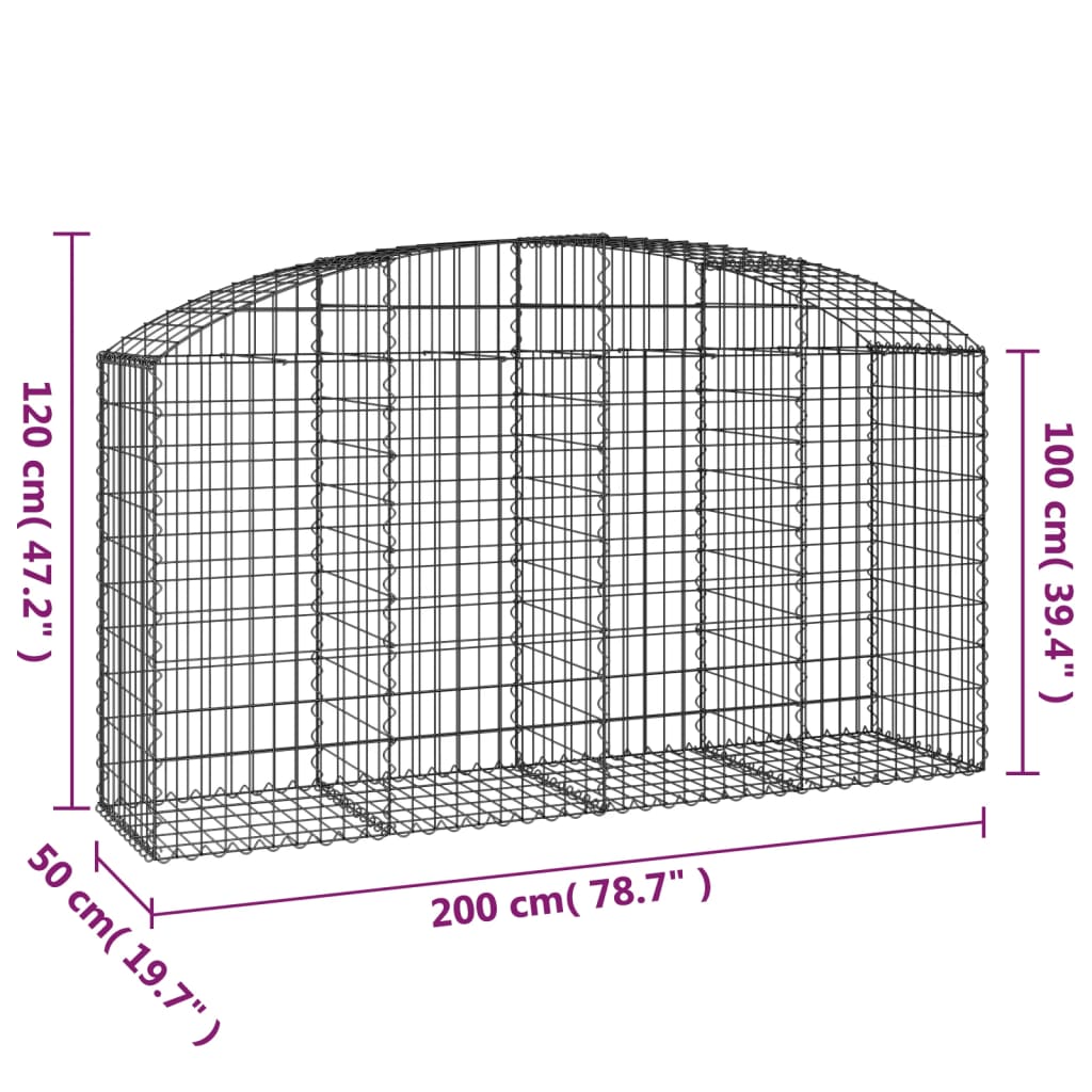 Cesto Gabbione ad Arco 200x50x100/120 cm Ferro Zincato - homemem39