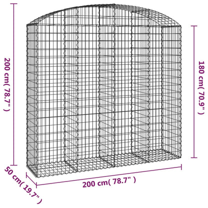 Cesto Gabbione ad Arco 200x50x180/200 cm Ferro Zincato - homemem39