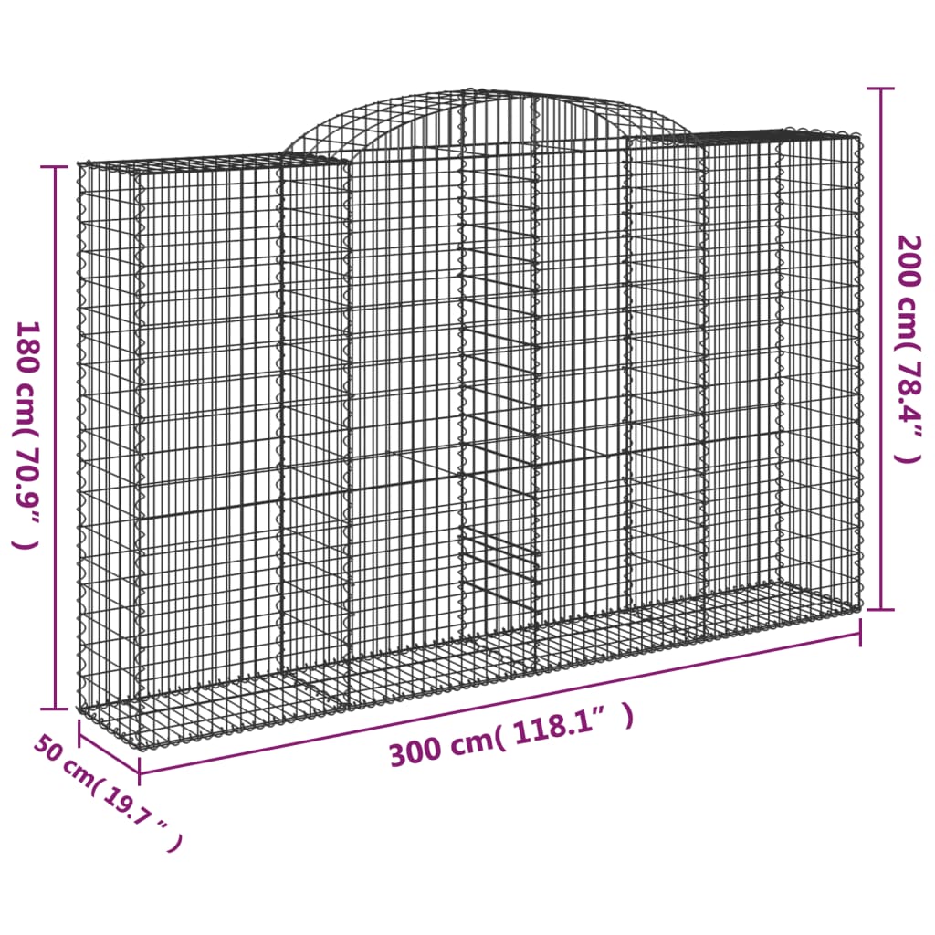 Cesto Gabbione ad Arco 300x50x180/200 cm Ferro Zincato - homemem39