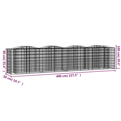 Gabbione ad Arco con Letto Rialzato 400x50x100 cm Ferro Zincato - homemem39