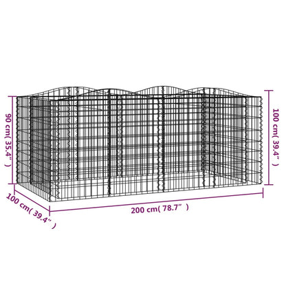 Gabbione ad Arco con Letto Rialzato 200x100x100cm Ferro Zincato - homemem39