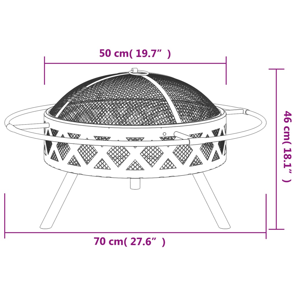 Braciere con Attizzatoio 70 cm XXL in Acciaio - homemem39