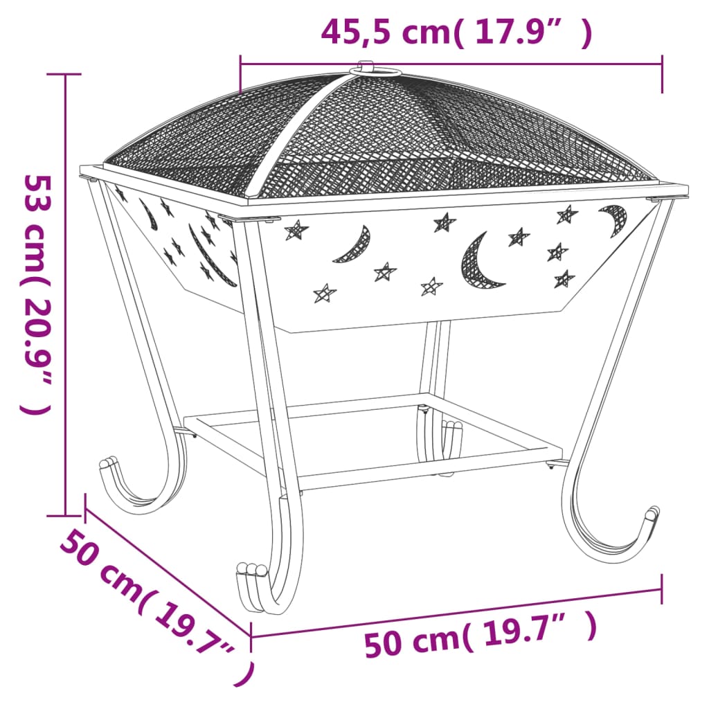 Braciere con Attizzatoio 50 cm XXL in Acciaio - homemem39