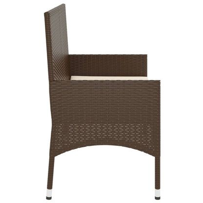 Panca da Giardino a 2 Posti con Cuscini in Polyrattan Marrone - homemem39