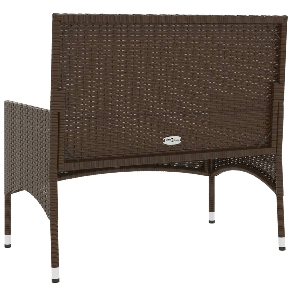 Panca da Giardino a 2 Posti con Cuscini in Polyrattan Marrone - homemem39