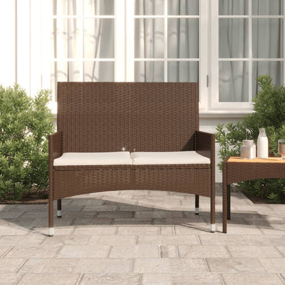 Panca da Giardino a 2 Posti con Cuscini in Polyrattan Marrone - homemem39