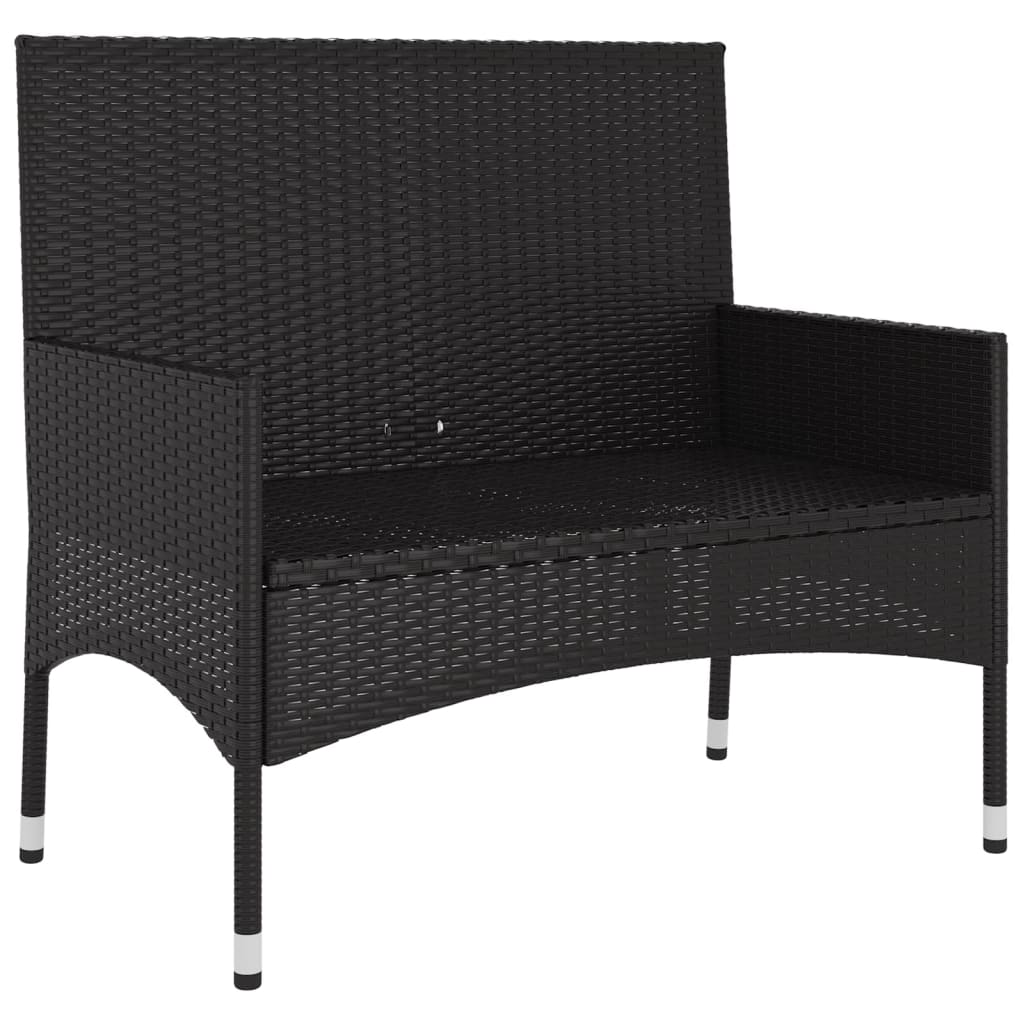 Panca da Giardino a 2 Posti con Cuscini in Polyrattan Nero - homemem39