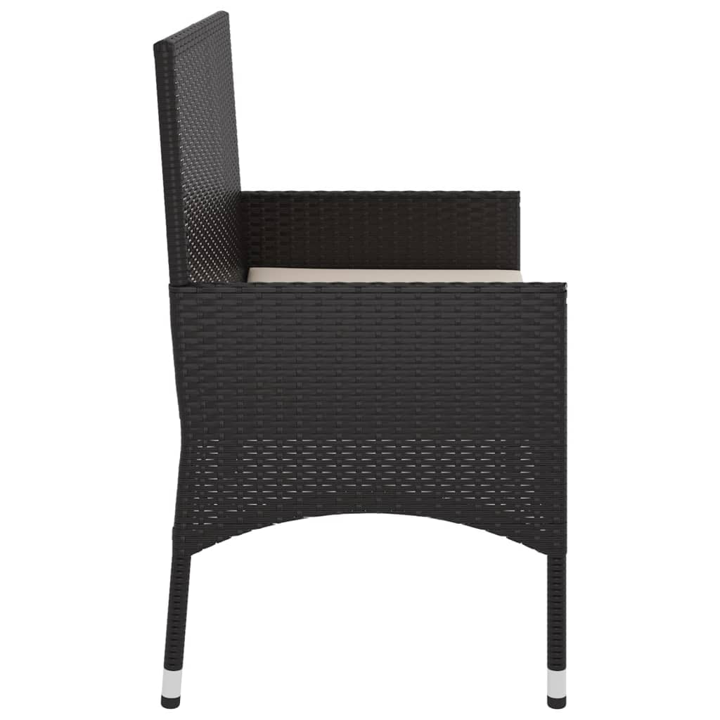 Panca da Giardino a 2 Posti con Cuscini in Polyrattan Nero - homemem39