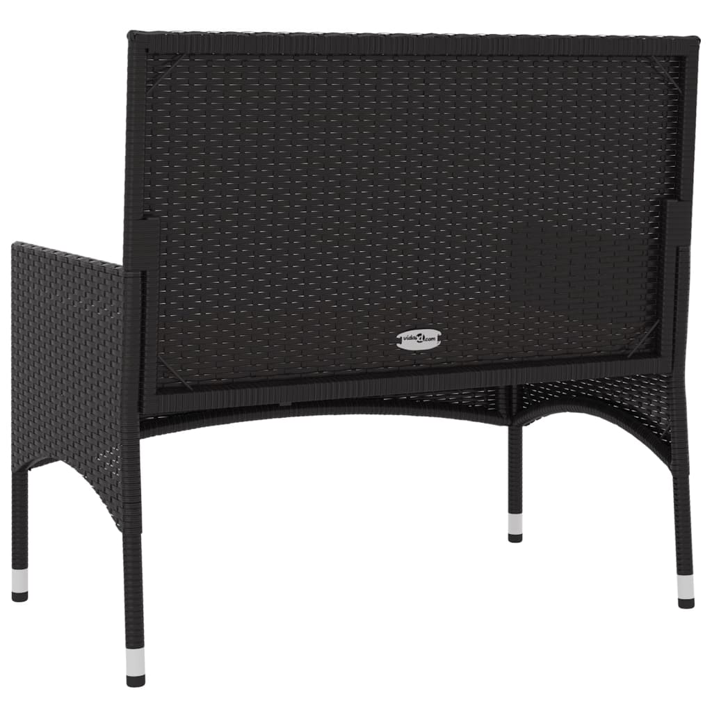 Panca da Giardino a 2 Posti con Cuscini in Polyrattan Nero - homemem39