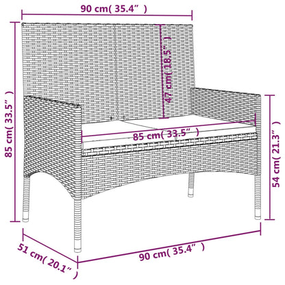 Panca da Giardino a 2 Posti con Cuscini in Polyrattan Grigio - homemem39