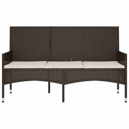 Panca da Giardino a 3 Posti con Cuscini in Polyrattan Marrone - homemem39