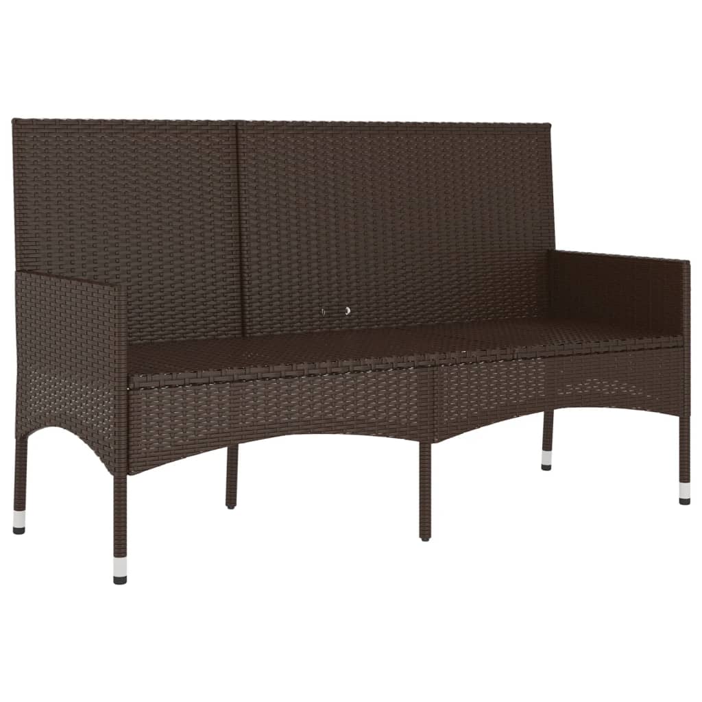 Panca da Giardino a 3 Posti con Cuscini in Polyrattan Marrone - homemem39