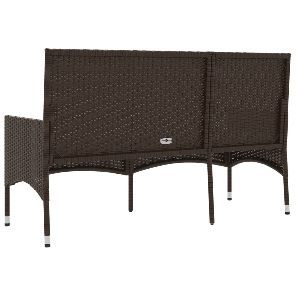 Panca da Giardino a 3 Posti con Cuscini in Polyrattan Marrone - homemem39