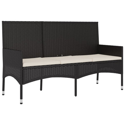 Panca da Giardino a 3 Posti con Cuscini in Polyrattan Nero - homemem39