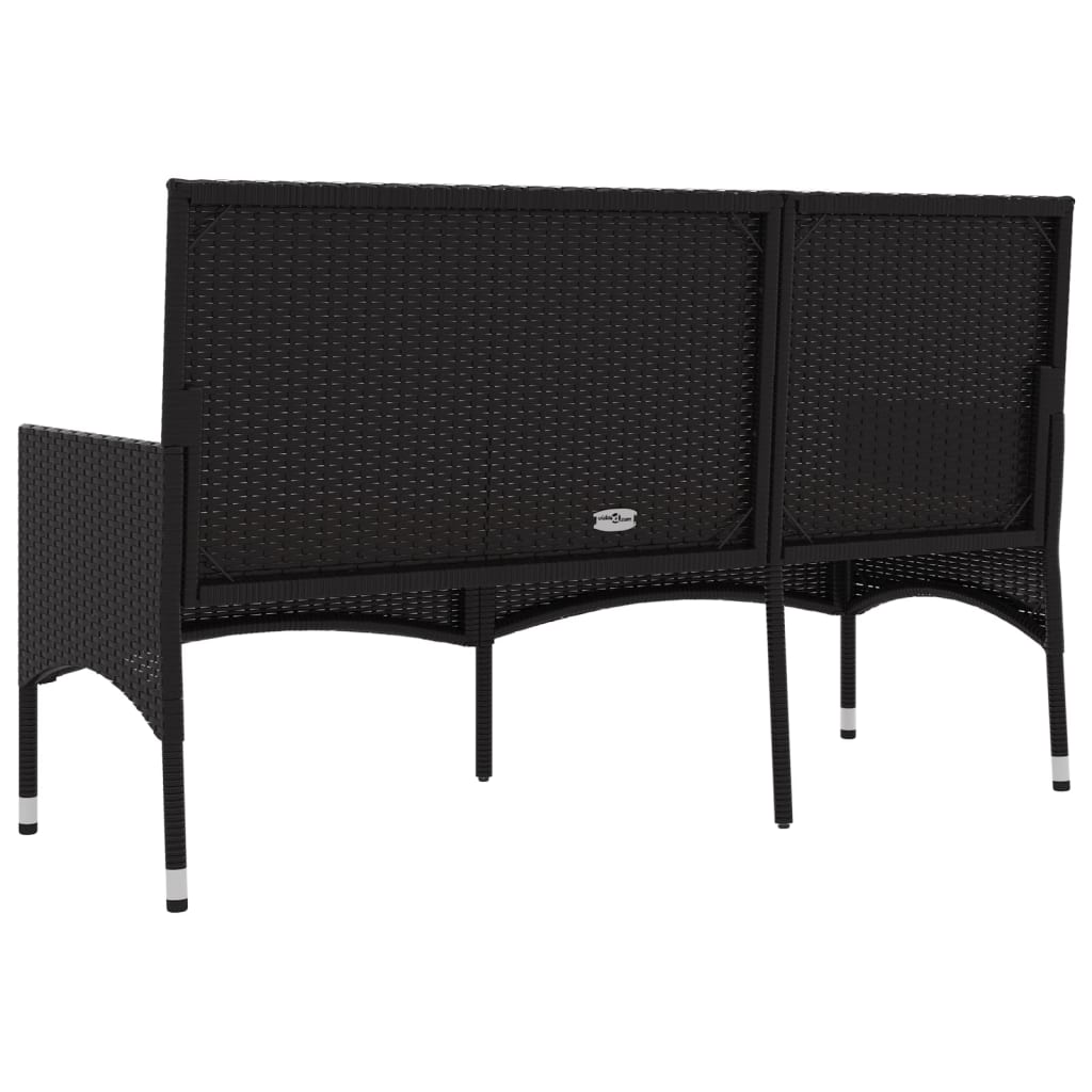 Panca da Giardino a 3 Posti con Cuscini in Polyrattan Nero - homemem39