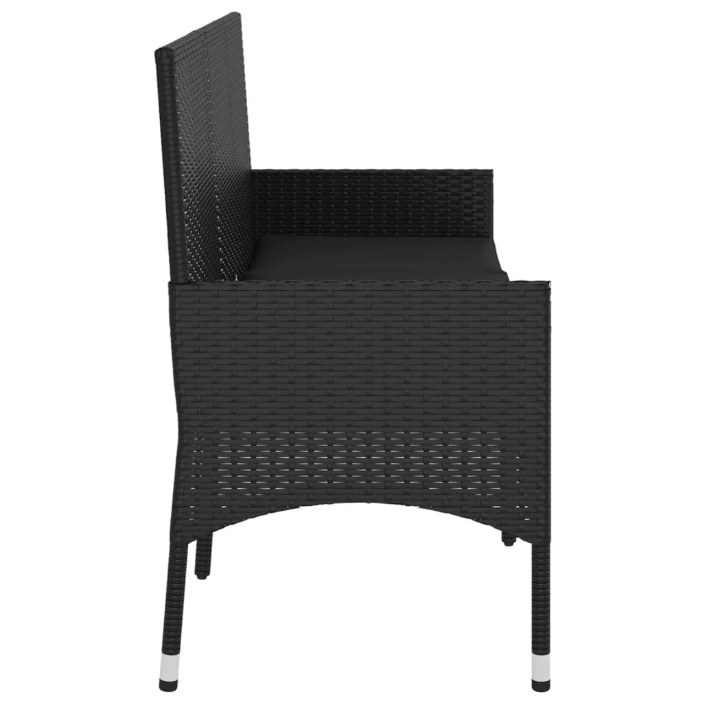 Panca da Giardino a 3 Posti con Cuscini in Polyrattan Nero - homemem39