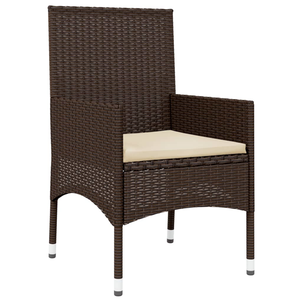 Set Mobili da Giardino 4 pz con Cuscini in Polyrattan Marrone - homemem39