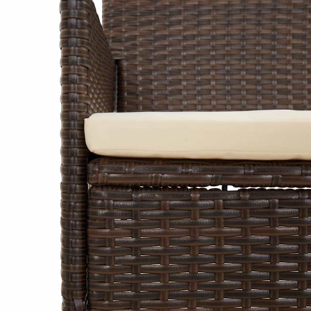 Set Mobili da Giardino 4 pz con Cuscini in Polyrattan Marrone - homemem39