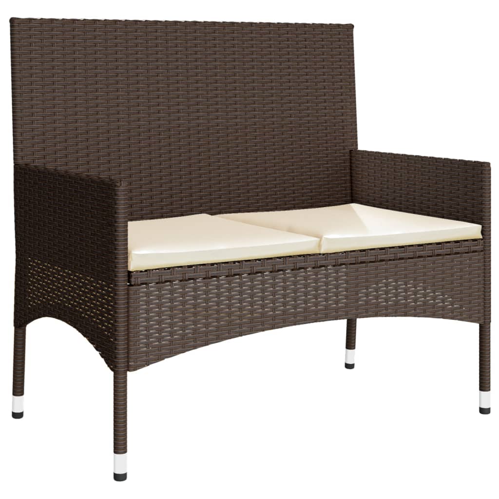 Set Mobili da Giardino 4 pz con Cuscini in Polyrattan Marrone - homemem39