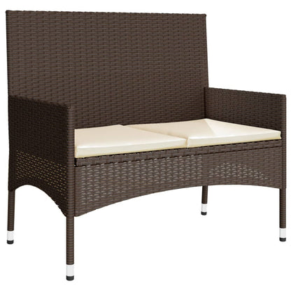 Set Mobili da Giardino 4 pz con Cuscini in Polyrattan Marrone - homemem39