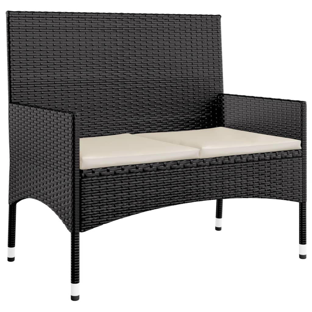 Set Divani da Giardino 4 pz con Cuscini Nero in Polyrattan - homemem39