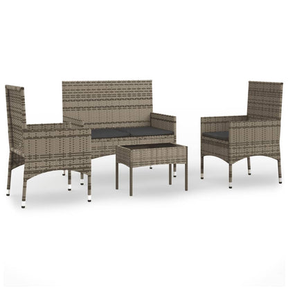 Set Divani da Giardino 4 pz con Cuscini in Polyrattan Grigio - homemem39