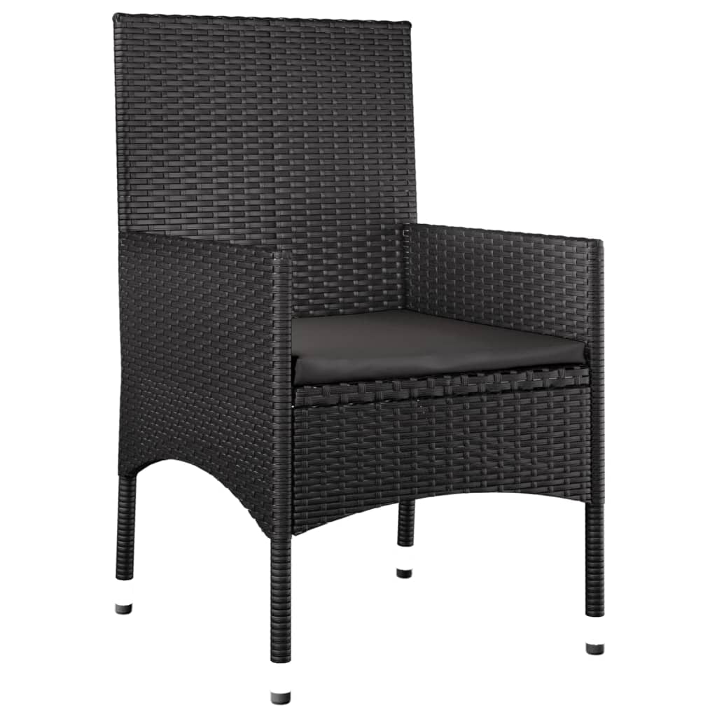 Set Divani da Giardino 4 pz con Cuscini Nero in Polyrattan - homemem39