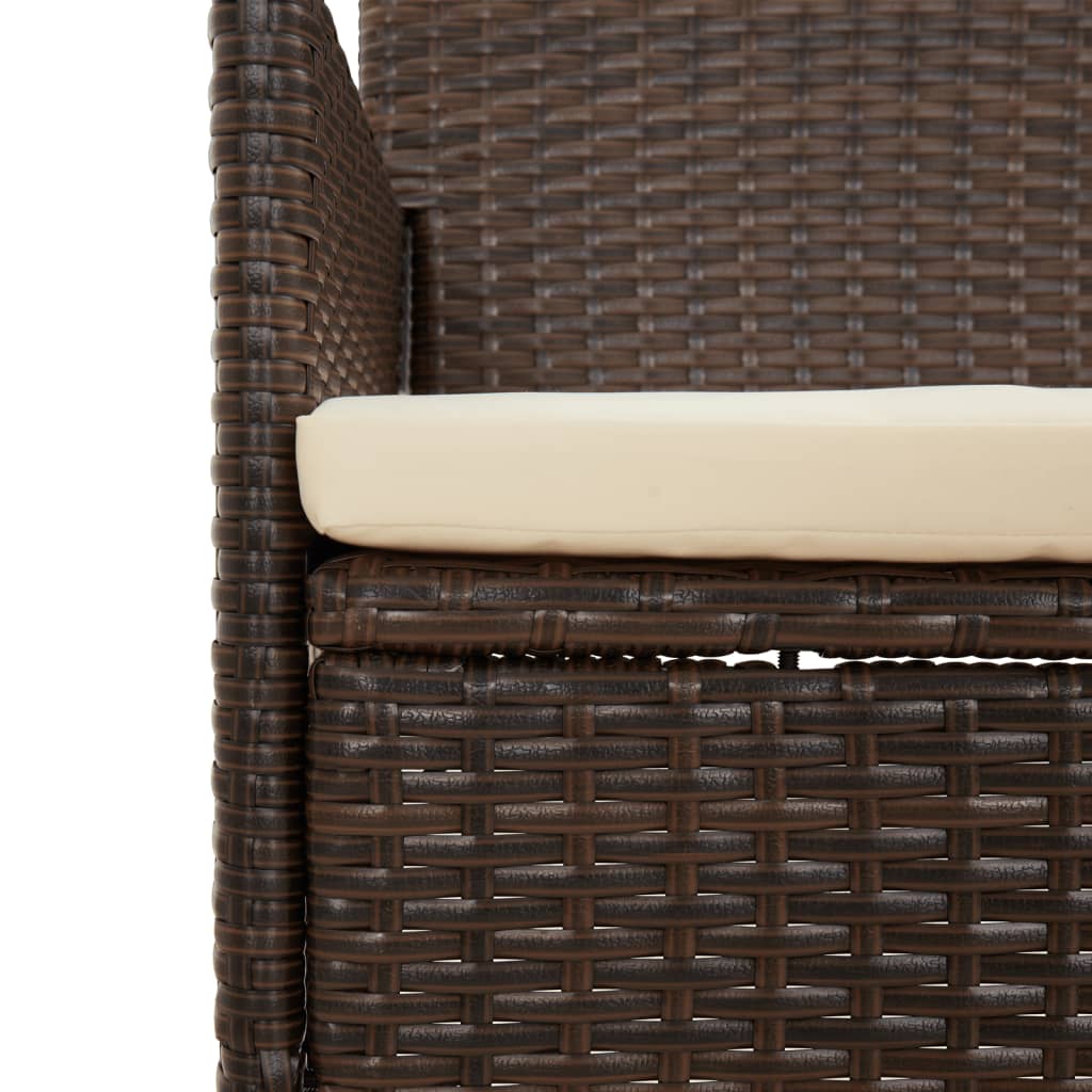 Set Mobili da Giardino 4 pz con Cuscini in Polyrattan Marrone - homemem39