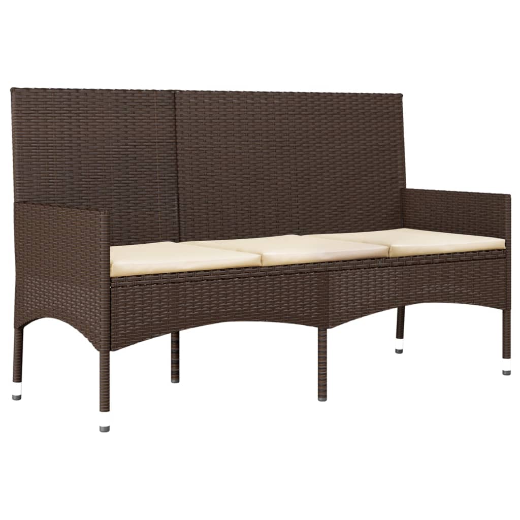 Set Mobili da Giardino 4 pz con Cuscini in Polyrattan Marrone - homemem39