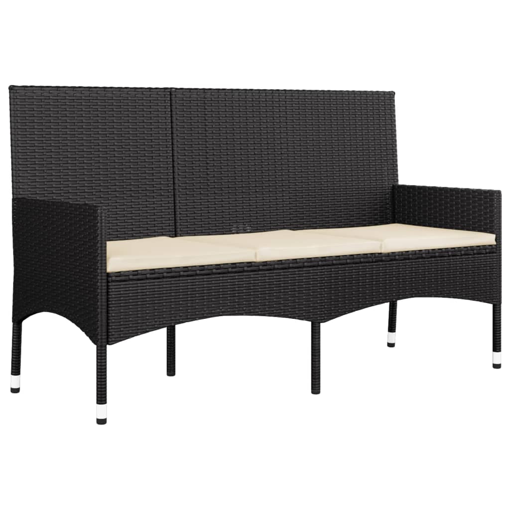 Set Divani da Giardino 4 pz con Cuscini Nero in Polyrattan - homemem39