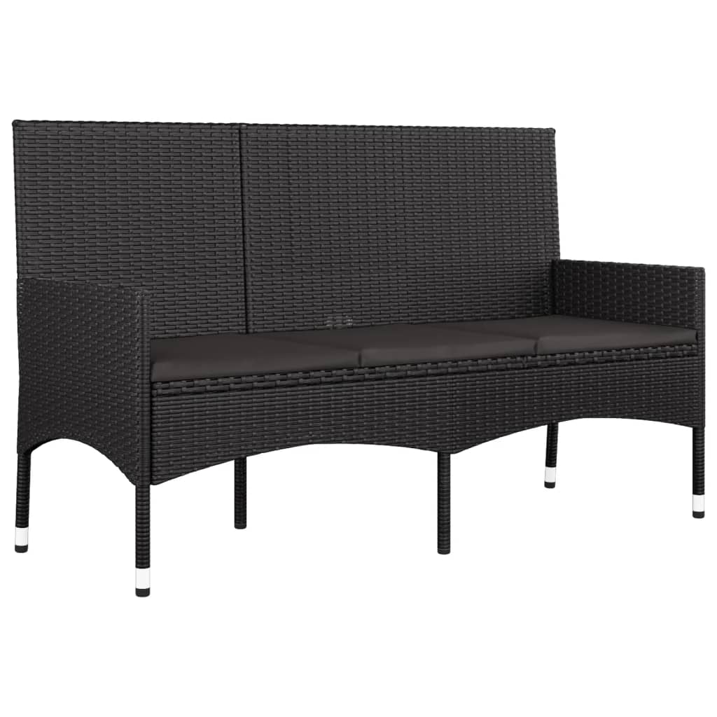 Set Divani da Giardino 4 pz con Cuscini Nero in Polyrattan - homemem39