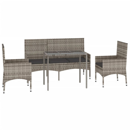 Set Divani da Giardino 4 pz con Cuscini in Polyrattan Grigio - homemem39