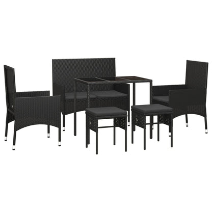 Set Mobili da Giardino 6 pz con Cuscini in Polyrattan Nero - homemem39