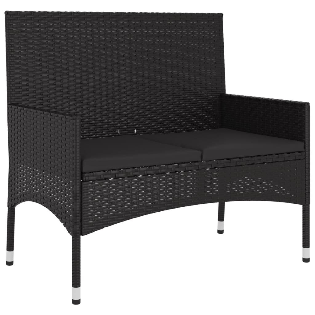 Set Mobili da Giardino 6 pz con Cuscini in Polyrattan Nero - homemem39