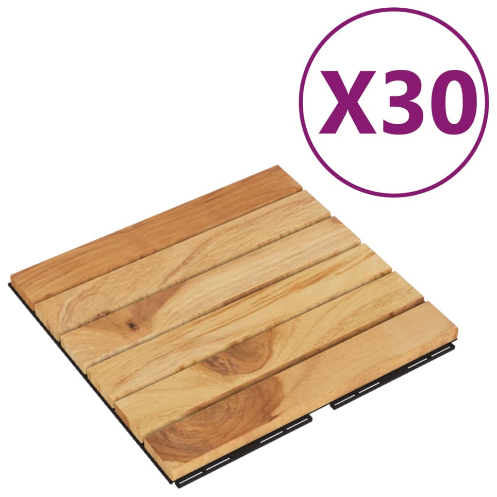 Piastrelle Esterni 30pz 30x30 cm Massello Teak Motivo Verticale - homemem39