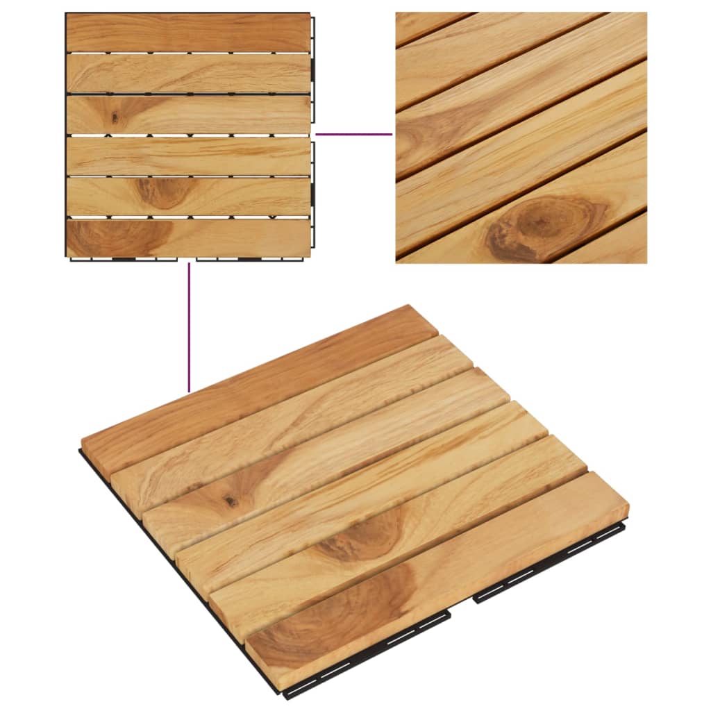 Piastrelle Esterni 30pz 30x30 cm Massello Teak Motivo Verticale - homemem39